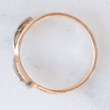 Anello vintage a fiocco in oro rosa e bianco 14K con diamanti