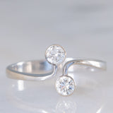 Toi et Moi vintage in oro bianco 14K con diamanti di taglio brillante (0.40ctw ca.), anni ‘70/‘80