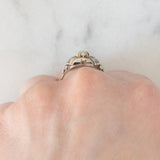 Solitario Art Déco in oro bianco 14K con diamante di taglio brillante (0.05ct ca.), anni ‘30