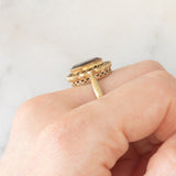 Anello a margherita vintage in oro giallo 8K con granati (2.60ct ca.), anni ‘50/‘60