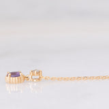 Collana vintage in oro giallo 10K con punto luce con ametista e diamante