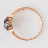 Solitario antico in oro rosa e giallo 9K con ametista (1.20ct ca.), anni ‘10/‘20