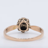 Anello a margherita antico in oro giallo 14K e argento con diamanti di taglio rosetta, primi del ‘900