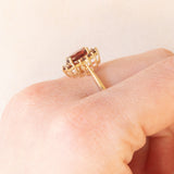 Anello a margherita vintage in oro giallo 9K con granati (1.40ctw ca.), anno 2006