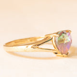 Anello vintage in oro giallo 9K con topazio mistico di taglio a cuore (2ct ca.), anni ‘90/‘2000