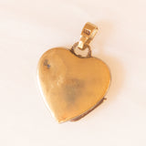 Ciondolo portafoto vintage a forma di cuore in oro giallo 8K, anni ‘50