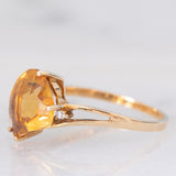 Solitario in oro giallo 9K con quarzo citrino di taglio a cuore (2.18ct ca.) e diamanti
