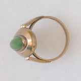Anello da cocktail vintage in oro giallo 8K con pietra verde acqua, anni ‘70