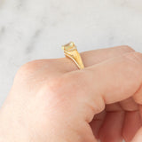 Anello moderno in oro giallo 9K con topazio verde (0.90ct ca.) e diamanti, anno 2007