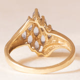Anello vintage in oro giallo e bianco 9K con tanzaniti (0.70ctw ca.) e diamanti (0.02ctw ca.), anno 2003