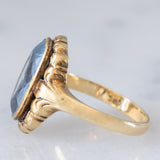 Anello da cocktail vintage in oro giallo 14K con topazio azzurro (4.50ct ca.), anni ‘50/‘60