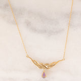 Collana vintage in oro giallo 9K con ametista (0.35ct ca.) e diamanti, anni ‘80