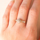 Anello vintage in oro giallo e bianco 9K con diamanti (0.40ctw ca.), anno 1994