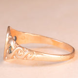 Anello da sigillo vintage in oro giallo 9K, anni ‘60