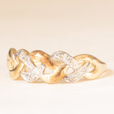 Anello “Keeper” (custode) vintage in oro giallo e bianco 9K con diamanti, anni ‘50/‘60