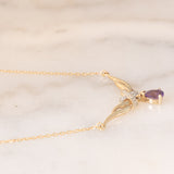 Collana vintage in oro giallo 9K con ametista (0.35ct ca.) e diamanti, anni ‘80