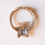 Collana vintage con catenina in oro giallo 9K con ciondolo con farfalla in oro giallo e bianco 9K con diamanti (0.24ctw ca.), anni ‘90