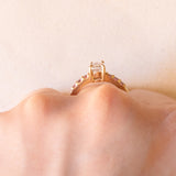 Anello vintage in oro giallo 9K con acquamarina (0.65ct ca.) e tormaline rosa (0.12ctw ca.), anno 2005