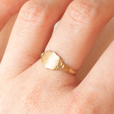 Anello da sigillo vintage in oro giallo 9K, anno 1992