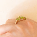 Trilogy vintage in oro giallo 9K con peridoti (3ctw ca.)
