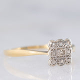 Anello antico in oro giallo 18K e platino con diamanti (0.09ctw ca.), anni ‘10/‘20