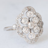 Anello antico in platino con diamanti di taglio vecchia miniera e di taglio rosetta (0.75ctw ca.), anni ‘10/‘20