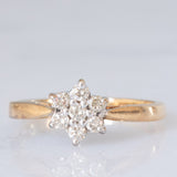 Anello a margherita vintage in oro giallo e bianco 9K con diamanti di taglio brillante (0.25ctw ca.), anni ‘80/‘90