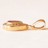 Ciondolo vintage in oro giallo 9K con rubino e diamanti di taglio brillante (0.14ctw ca.), anni ‘70/‘80