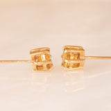 Orecchini punto luce vintage in oro giallo 9K con quarzi citrini (0.40ct ca.), anni ‘70