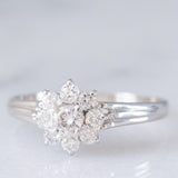 Anello a margherita vintage in platino con diamanti di taglio brillante (0.51ctw ca.), anni ‘70/‘80