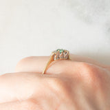 Trilogy vintage in oro giallo 9K con smeraldo e diamanti, anno 1981