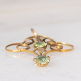 Pendente antico lavalier in oro giallo 9K con paste di vetro verdi, anni ‘10/‘20