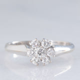 Anello a margherita vintage in oro bianco 14K con diamanti di taglio brillante (0.45ctw ca.)