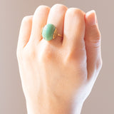 Anello vintage in oro giallo 14K con turchese, anni '50