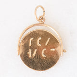 Ciondolo vintage in oro giallo 9K con scritta nascosta “I Love You” su disco da girare per farla comparire