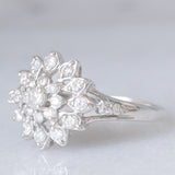 Anello a fiore in platino con diamanti di taglio brillante (0.50ctw), anni ‘60/‘70