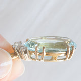 Ciondolo vintage in oro giallo e bianco 14K con acquamarina (10ct ca.) e diamanti di taglio brillante (0.25ctw ca.), anni ‘70