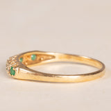Veretta vintage in oro giallo 9K con smeraldi (0.15ct ca.) e diamanti (0.04ctw ca.), anno 1987