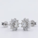 Orecchini a margherita vintage in platino con diamanti di taglio brillante (0.54ctw)