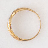 Anello vintage con design intrecciato in oro giallo e bianco 9K con diamanti, anni ‘80/‘90