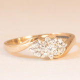 Anello vintage in oro giallo e bianco 9K con diamanti (0.08ctw ca.), anno 1991