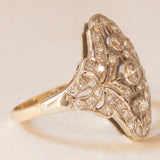 Anello Art Nouveau in oro giallo e bianco 14K con diamanti (0.45ctw ca.), anni ‘20