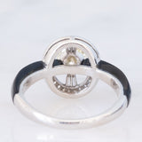 Anello vintage in stile Art Déco in platino con diamanti (centrale di 0.75ct) e onice