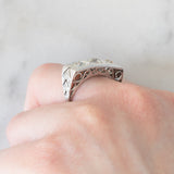 Trilogy Art Déco in oro bianco 18K con diamanti di taglio vecchio (1.60ctw ca.), anni ‘30/‘40