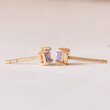 Orecchini moderni in oro giallo 9K con tanzaniti di taglio princess (0.20ctw ca.)