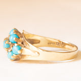 Anello vintage in oro giallo 8K con turchesi, anni ‘50