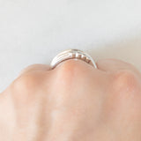 Anello vintage in oro bianco 14K con diamanti (0.06ctw ca.), anni ‘70/‘80