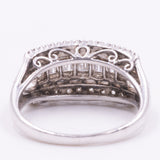 Anello “triplo” a fascia in oro bianco 14K con diamanti (1.20ctw ca.), anni ‘80