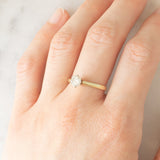 Solitario vintage in oro giallo 14K con diamante di taglio brillante (0.53ct ca.), anni ‘80/‘90