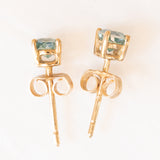 Orecchini punto luce vintage in oro giallo 9K con spinelli azzurri sintetici (0.60ctw ca.)